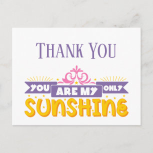 Cartão Postal Obrigado - Meu Sol Roxo Amarelo Casamento
