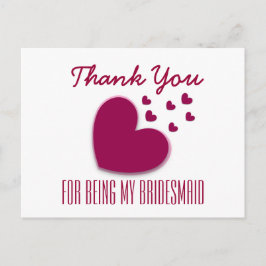 Cartão Postal OBRIGADO, MINHA criada de Bridesmaid com o Hearts