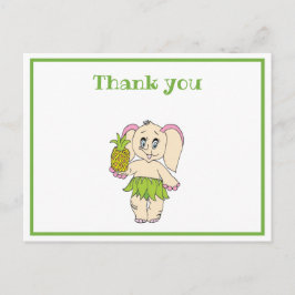 Cartão Postal Obrigado Mint Floral Abacaxi E Elefante