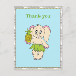 Cartão Postal Obrigado Mint Floral Pinapple E Elephant