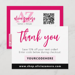 Cartão Postal Obrigado Modern Magenta Boutique 4-Photo Flyer