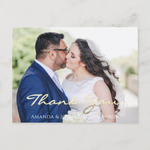 Cartão Postal Obrigado No Amor Foto Dourada Rosa