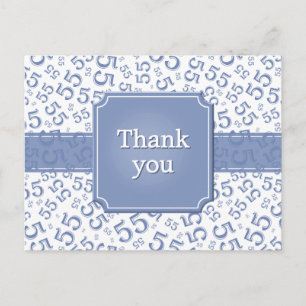 Cartão Postal Obrigado Padrão de Número 55 Azul/Branco