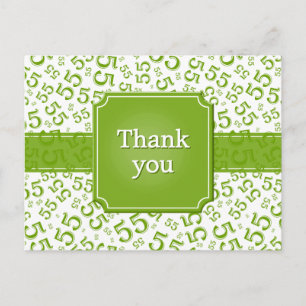 Cartão Postal Obrigado Padrão de Número 55 Verde/Branco