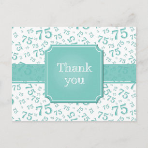 Cartão Postal Obrigado Padrão de Número 75 Azul-Verde/Branco