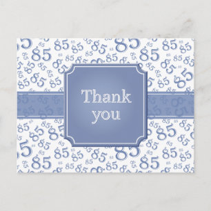 Cartão Postal Obrigado Padrão de Número 85 Azul/Branco