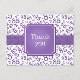 Cartão Postal Obrigado Padrão de Número 85 Roxo/Branco