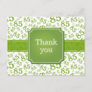 Cartão Postal Obrigado Padrão de Número 85 Verde/Branco