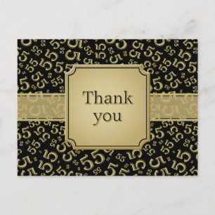 Cartão Postal Obrigado Padrão Numérico 55 Preto/Dourado