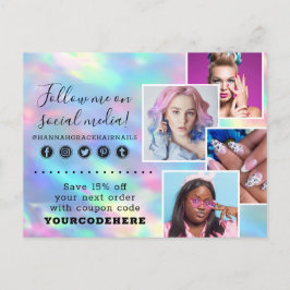 Cartão Postal Obrigado Pastel Rainbow Swash Chic Logo 4-Photo