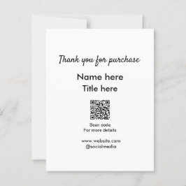 Cartão Postal Obrigado pela compra nome título aqui ler QR