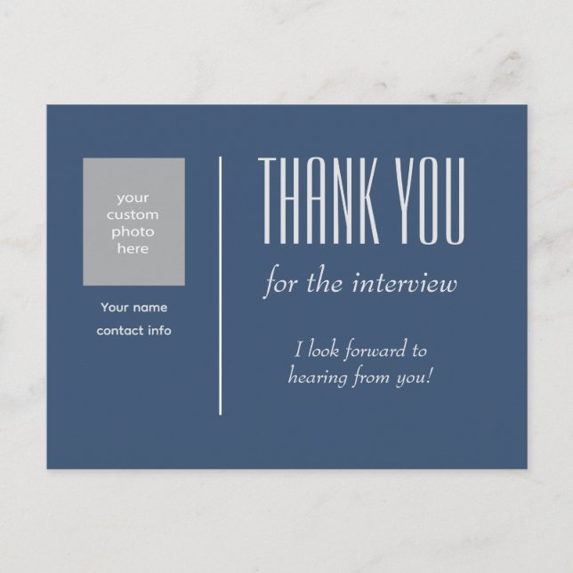 Cartão Postal Obrigado pela entrevista com foto personalizada (Frente)