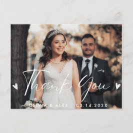 Cartão Postal Obrigado pela foto do casamento com fonte moderna