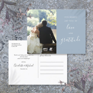 Cartão Postal Obrigado pela Foto do Casamento em Azul Poeirento