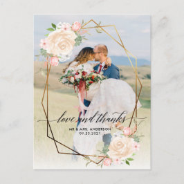 Cartão Postal Obrigado pela Foto noiva Quadro Geo Dourado