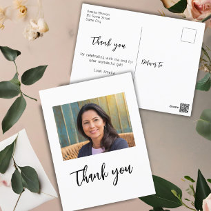 Cartão Postal Obrigado pelo aniversário com foto minimalista mod