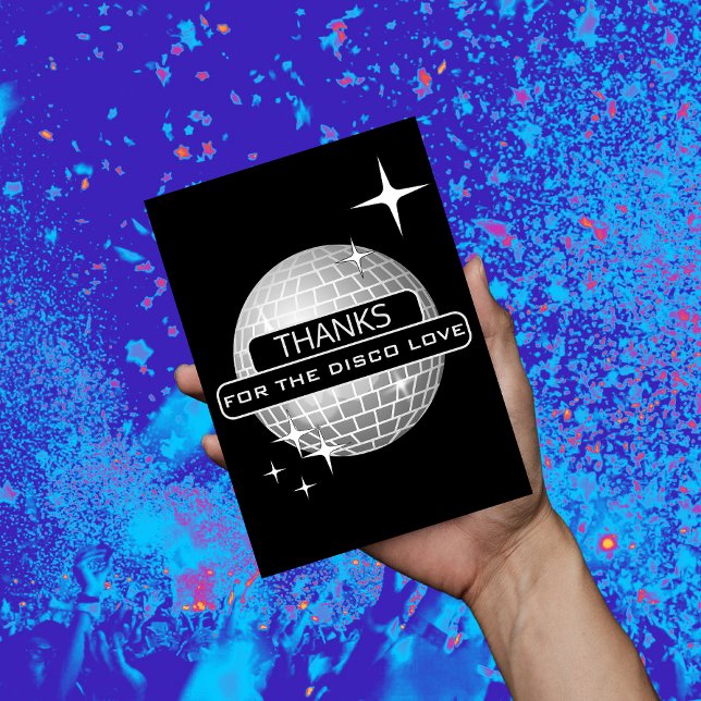 Cartão Postal OBRIGADO Pelo Aniversário Retro da Bola de Amor do (Thanks Disco Love Postcard)
