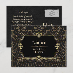 Cartão Postal Obrigado pelo casamento Charm Gold Black Great Gat