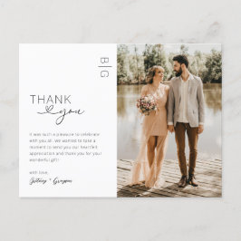Cartão Postal Obrigado pelo Casamento com Foto Minimalista Moder