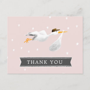Cartão Postal Obrigado pelo chá de bebê da cegonha