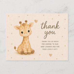 Cartão Postal Obrigado pelo Chá de Bebê da Girafa Bebê