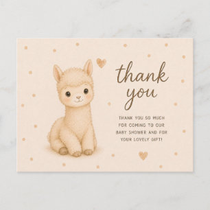 Cartão Postal Obrigado pelo Chá de Bebê de Alpaca Bebê