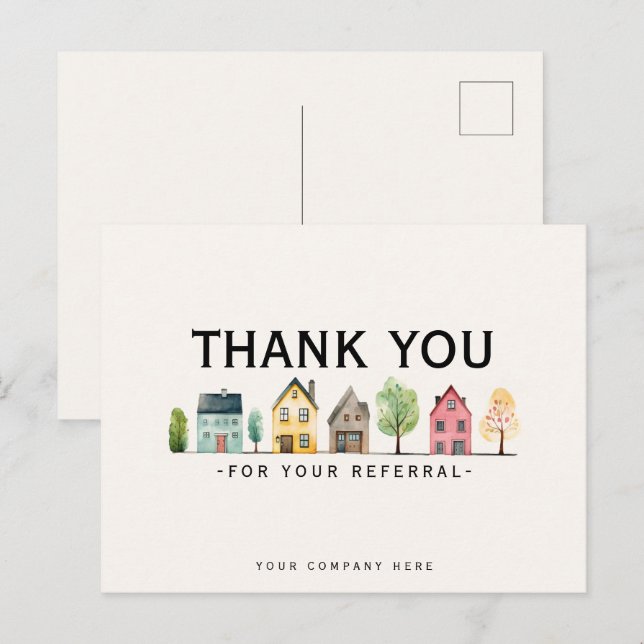 Cartão Postal Obrigado pelo Marketing de Imóveis de Indicação  (Frente/Verso)