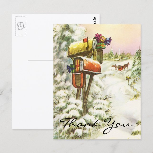 Cartão Postal Obrigado pelo Natal Vintage (Frente/Verso)