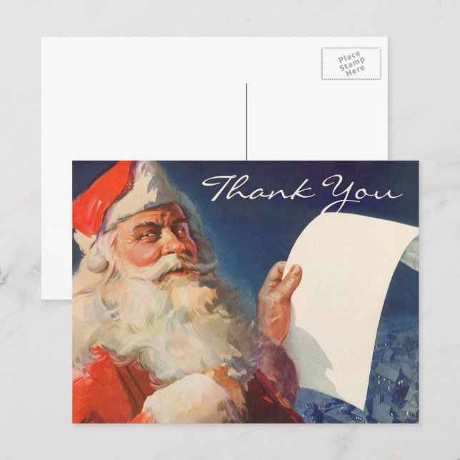 Cartão Postal Obrigado pelo Natal Vintage (Frente/Verso)