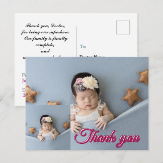 Cartão Postal Obrigado pelo Parto do Bebê