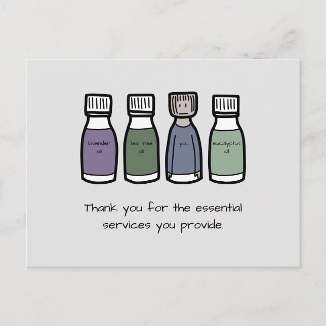 Cartão Postal "Obrigado pelos serviços essenciais que você ofere (Frente)