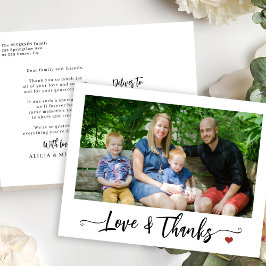 Cartão Postal Obrigado personalizado de obrigados e amor de foto
