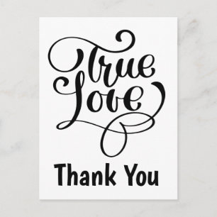 Cartão Postal Obrigado Pink & Black Corações de Amor Verdadeiro