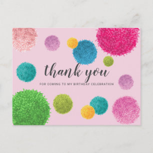 Cartão Postal Obrigado Pom Pom Colorido