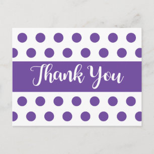 Cartão Postal Obrigado Pontos Bolha Roxo e Branco