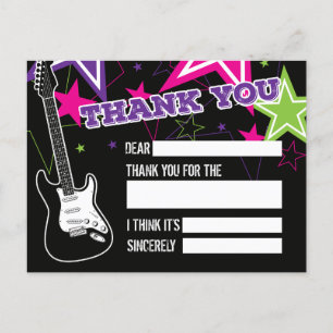 Cartão Postal Obrigado por Aniversário de Estrela do Rock