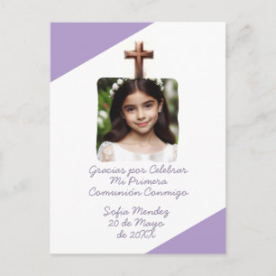 Cartão Postal Obrigado por Celebrar Minha Primeira Comunhão com