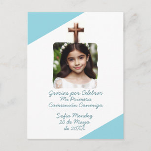 Cartão Postal Obrigado por Celebrar Minha Primeira Comunhão com 