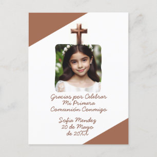 Cartão Postal Obrigado por Celebrar Minha Primeira Comunhão com 