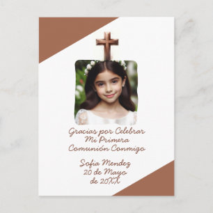 Cartão Postal Obrigado por Celebrar Minha Primeira Comunhão com