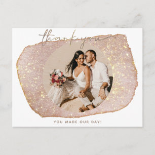 Cartão Postal Obrigado por Fotografia Casamento Brilho Dourado M