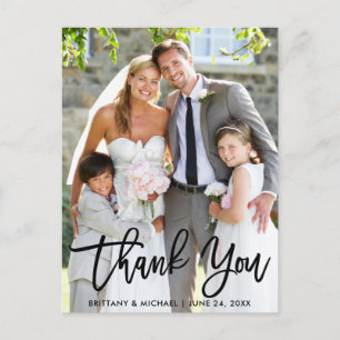Cartão Postal Obrigado por Fotografia de Casamento com Moderna L