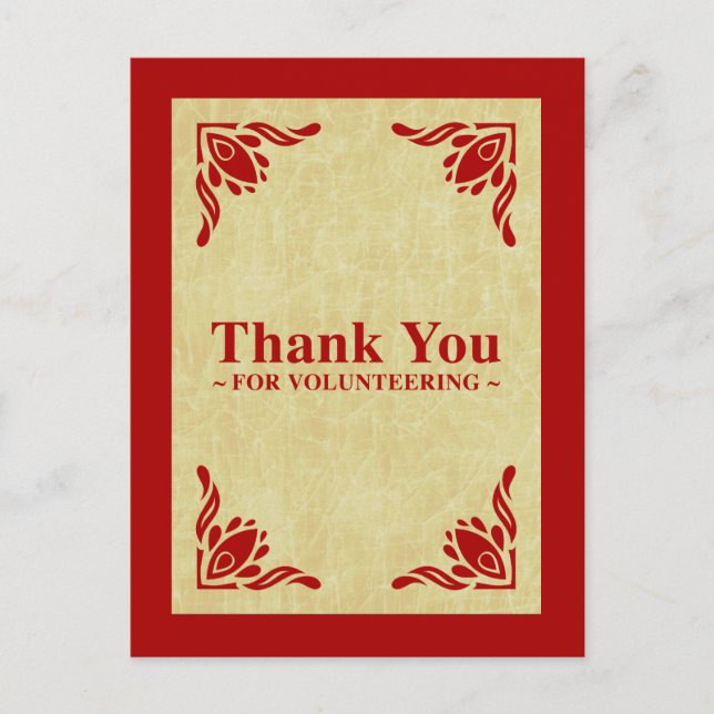 Cartão Postal obrigado por se voluntariar (Frente)