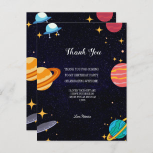 Cartão Postal Obrigado por temas de espaço de festa de aniversár