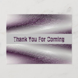 Cartão Postal Obrigado Por Vir Linhas Diagonais Roxas Agradecime