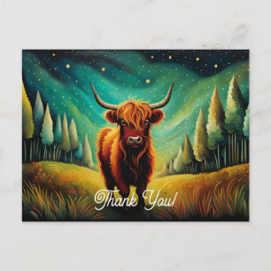 Cartão Postal Obrigado Prado Florestal Vaca Highland Legal