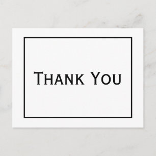 Cartão Postal Obrigado Preto e Branco Minimalista Festa de Casam