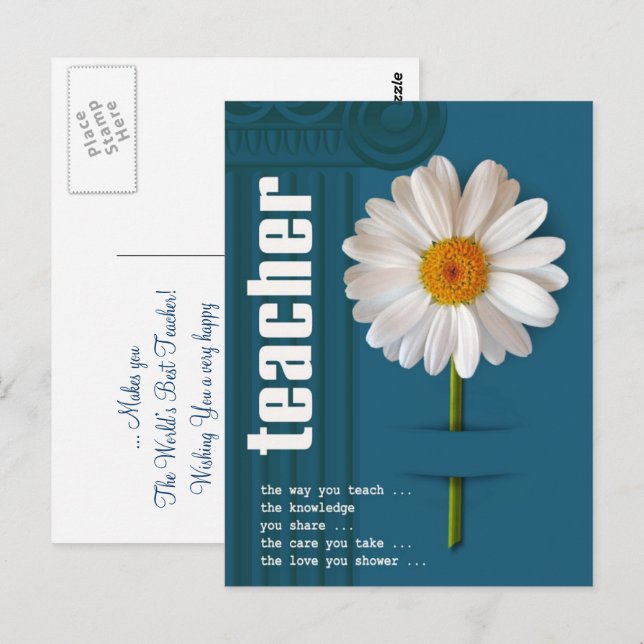 Cartão Postal Obrigado Professor. Cartão-postal Design da margar (Frente/Verso)