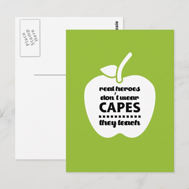 Cartão Postal Obrigado, Professor. Citação de Ensino (Frente/Verso)