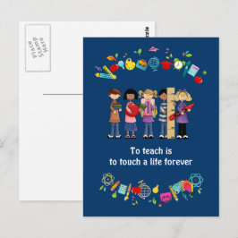 Cartão Postal Obrigado, Professor. Crianças e cotações escolares